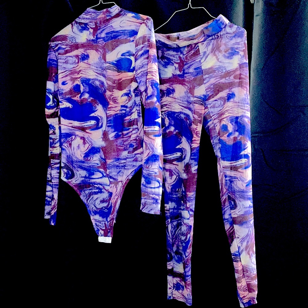 Two piece set body suit long sleeve with leggings